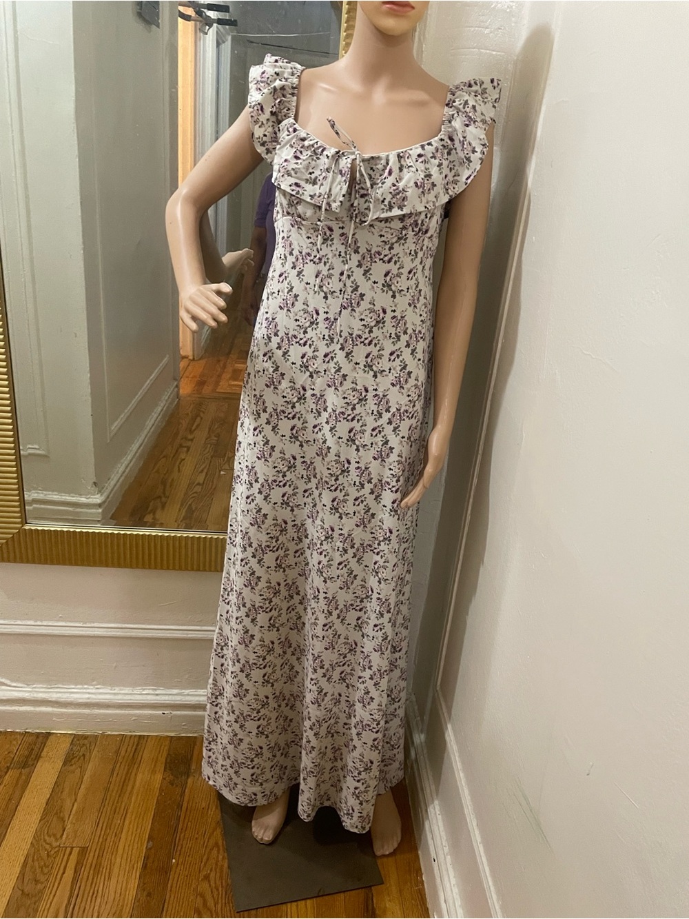 wild fable Cream Floral Maxi Dress with Purple Accents - Picture 4 of 10